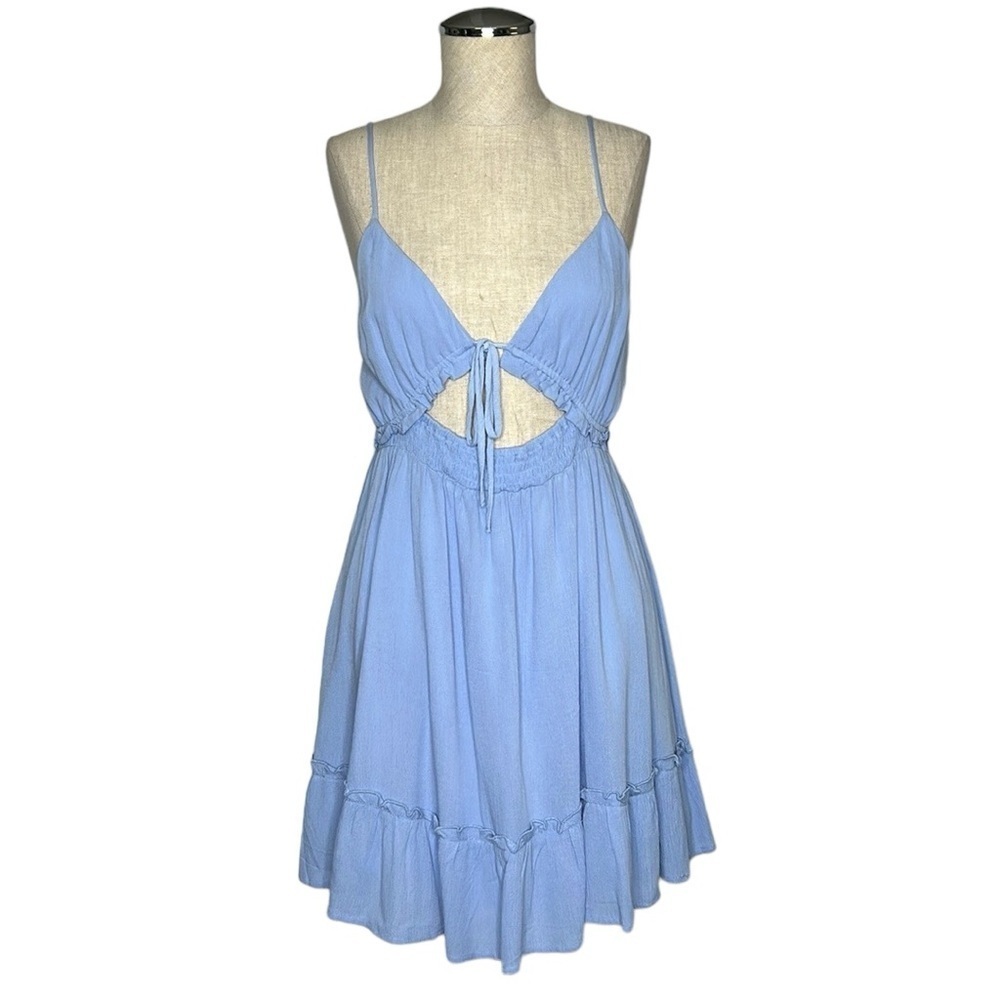 Love Tree Tie Front Gauze Mini Dress Size L